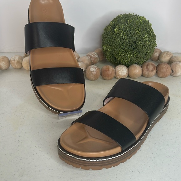 Madewell  The Charley Double-Strap Slide Sandal Sz 8/Black - Picture 2 of 8